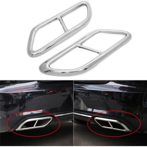 For Volvo 2016 - 2020 S90 V90 S60 Car Rear Dual Exhaust Muffler End Pipe Sticker Cover Trim Stainless Steel Chrome Accessories