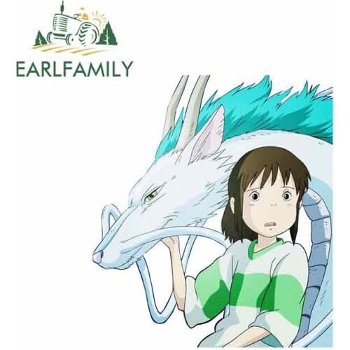 EARLFAMILY 13cm x 12.5cm For Hayao Miyazaki, White Dragon And Girl Graffiti Sticker Personality Creative Stickers Vinyl Car Wrap