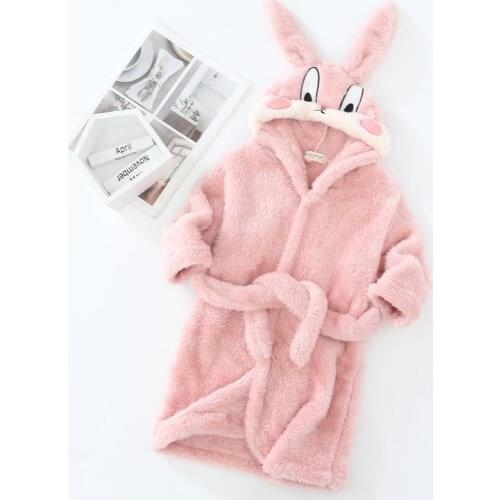 Baby Girls Boys Robes Children Bathrobe Hooded Cap Soft Velvet Robe Pajama Kids Coral Warm Clothes Baby Lovely Home Clothes