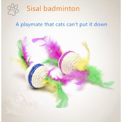 Double-headed Feather Cat Catch Ball Cat Toys Interactive Toy Colorful Creative Feather and Ball Pet Gift Funny Teeth Cleaning