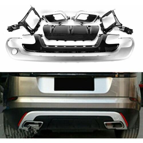 Car Trunk Diffuser Lip For Land Rover Range Rover Velar 2018 2019 Rear Bumper Kit Trim Cover Silver+Black Exhaust Exit Splitters