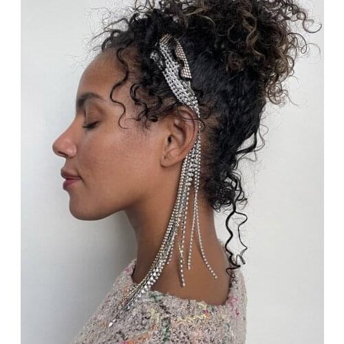 Stonefans Colorful Long Tassel Rhinestone Hair Chain Accessories Clip Hair Comb Women Crystal Hairpins Bridal Headdress Jewelry