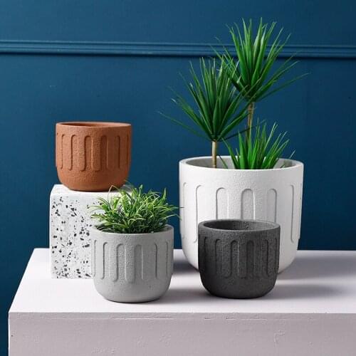 Round cement flowerpot silicone mold creative concrete potted plant flowerpot mold Home decoration accessories white vase