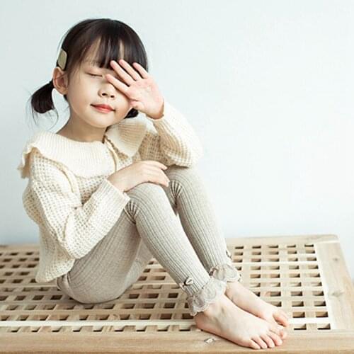 Girl ruffle leggings Baby Girls Pants Cotton Leggings Elastic Waist Bowknot Designottoms kids warm pants girl winter Girls tigh