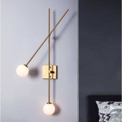 Nordic wall lamp post modern swing arm lamp lamp glass copper lamp global big wall lamp sconce for foyer bedroom ball wall lamp