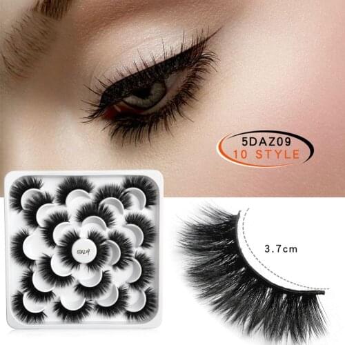 Handmade Natural Thick Long False Eyelashes 10 Pairs 5D Mink Fur Lashes Makeup Wispy Makeup Beauty Extension Tools