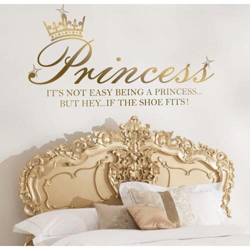 Princess Crown Shoe Quote Art Decal Girl Bedroom Vinyl Wall Sticker Decoration pegatinas de pared wall decoration murals E539