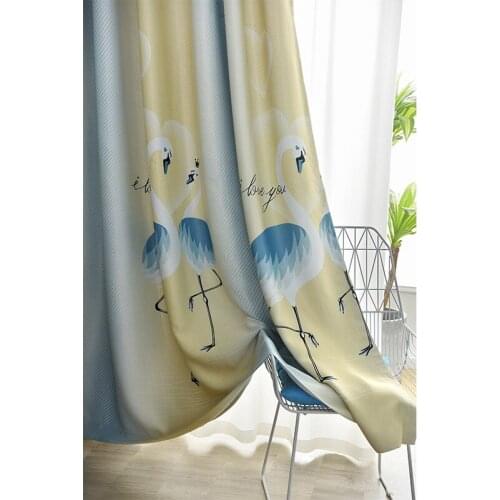 Simple Modern Curtains Bedroom Balcony for Living Room Dining Room Sunscreen Insulation Half-shade Flamingo Curtains Custom