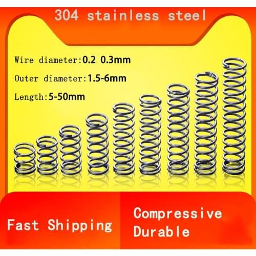0.2 0.3mm Stainless Steel Compression Spring 304 SUS Compressed Spring Wire Diameter 0.2 0.3mm Y-Type Rotor Return Spring 30PCS