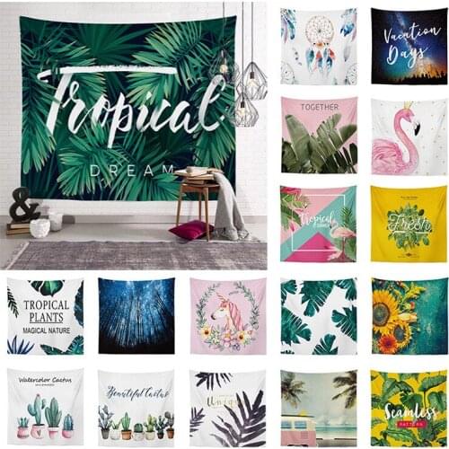 Net celebrity live background cloth cartoon flamingo green plants brushed valance bedside layout background wall tapestry