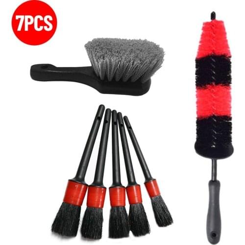 7pcs Car Wheel Tire Rim Scrub Brush Auto Detailing Brush Special Brush Cleaner and More Thorough Car Cleaning Tool Accessorie