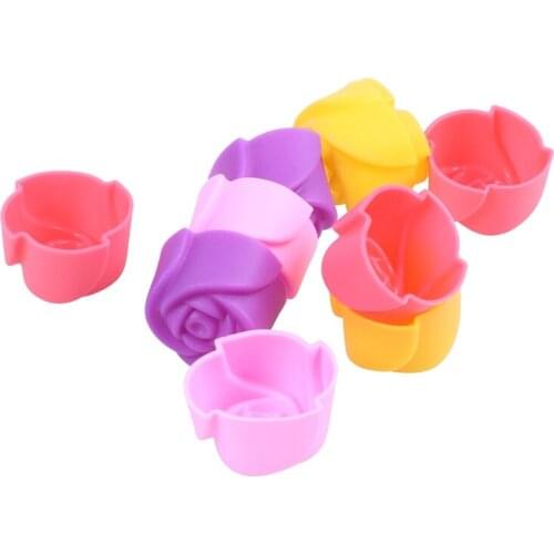 10x Silicone Rose Muffin Cookie Cup Cake Baking Mold Chocolate Jelly Maker Mould