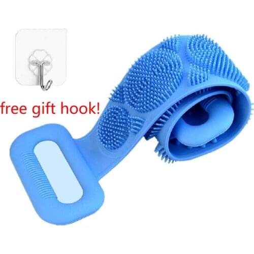 Strip Silicone Bath Body Brush Scrub Massage Long Back Mud Peeling Rubs Skin Clean Exfoliate Shower Gadget Dropshipping