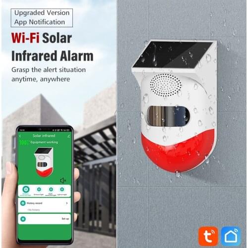 Tuya Smart Wifi Infrared Detector Wifi Alarm System Solar Siren Outdoor Waterproof PIR Sensor