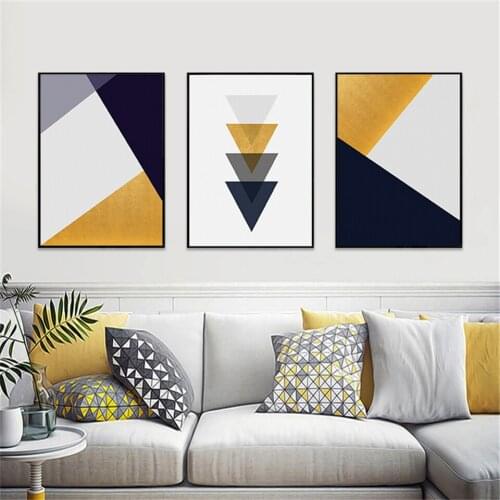 Modern Triangle Hexagon Geometry Mosaic Combination Canvas Paintings Posters Prints Decorative Wall Art for Living Room Decor