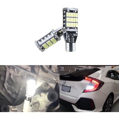 2x CAN-bus T15 W16W 4014-SMD Led Backup Reverse White Light Lamp For Honda New Civic Sedan / Hatch (FC FK) 2016