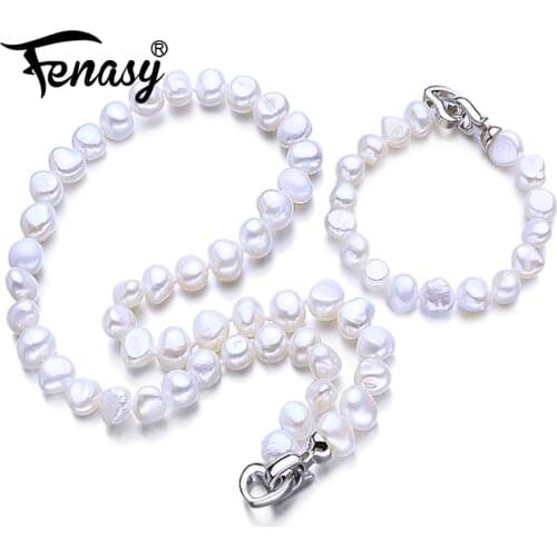 FENASY Pearl Jewelry Sets Necklace Bracelet Earrings Party Wedding Multi Color Baroque Pearl Sets For Women