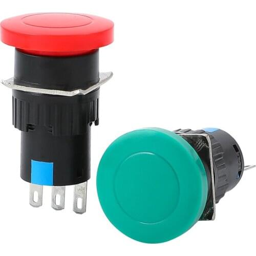 16MM Round Mushroom Head Push Button Switch Latching Switch LA16Y-11M (AB6-M) Green And Yellow