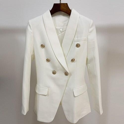 2021 High Quality New Womens Jacket Coat Lion Head Metal Buckle Double Breasted Green Fruit Color Middle Length Suit O23