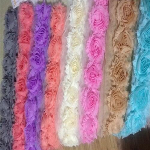 26 colors chiffon frasyed Flowers Ribbon Organza lace Headband Floral Lace Ribbons Hair bows Garments Accessories EH130