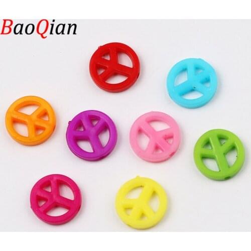 50pcs Multicolor Acrylic Beads 15mm Round Hollow Pattern Loose Beads For Jewelry Making Diy Charm Necklace Bracelet Accessory