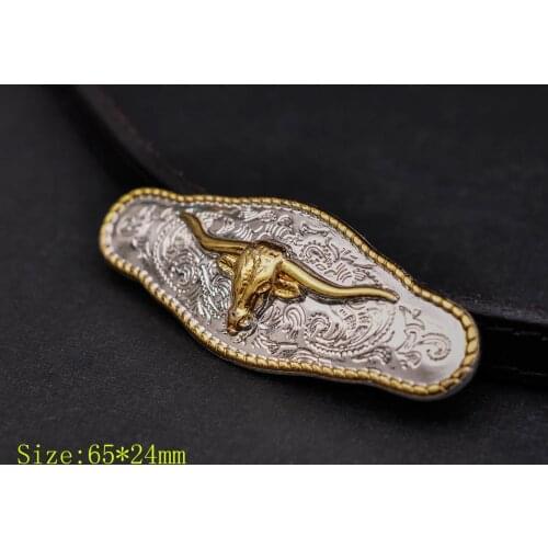 6X 65*24mm Gold Cowboy Longhorn Bull Leathercraft Horse Saddles Belt Conchos
