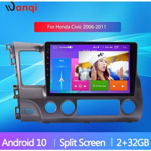 10Inch Android10 Car Radio For 2006-2011 Honda Civic LHD GPS Navi Multimedia Player Autoradio SWC BT Split Screen No DVD 1 Din
