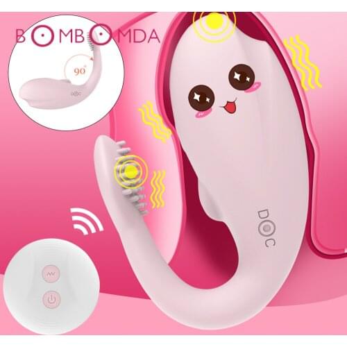 Wireless Dildo Vibrator for Couple U Shape Double Vibrating Clitoris Stimulator Female Masturbator Sex Toy For Woman Vagina Eggs