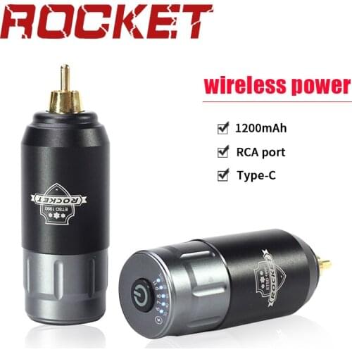 Wireless Tattoo Power Supply Rocket Machine Battery Block Mini Rechargeable RCA Connector with Type-C Cord Cable Tattoo Supply