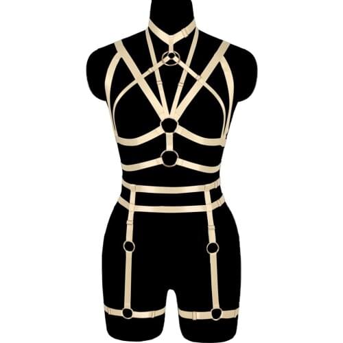 Bondage Body Hollow Bra Lingerie Set Harness Belt Fetish For Garter Women Sexy Punk Gothic Style Suspender Belt Festival Rave