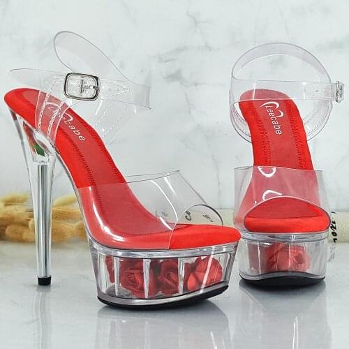 Leecab 6Inch/15cm High Heel Crystal Platform Party Sexy Clubbing Exotic Pole Dancing Dancer High Heels Sandals
