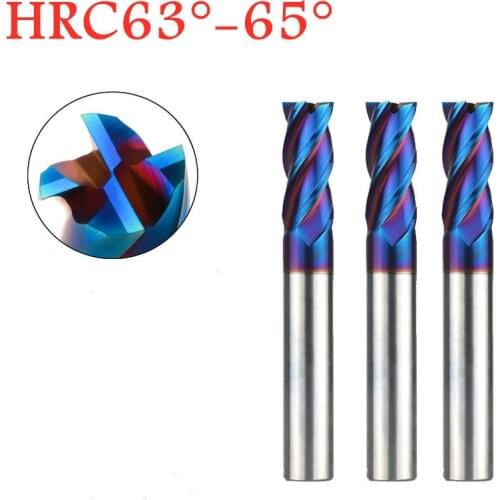 HRC60 HRC65 cnc Carbide End Mills Tungsten Steel Milling Machine Cutters Tools 4 Flute1 2 3 4 5 6 8 12mm Shank