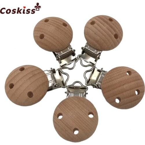 Wooden Soother Clip Nursing 3.0cm(1.18in) Beech Perforated Pacifier Clips Chewable Teething Diy Dummy Clip Chains Baby Teether