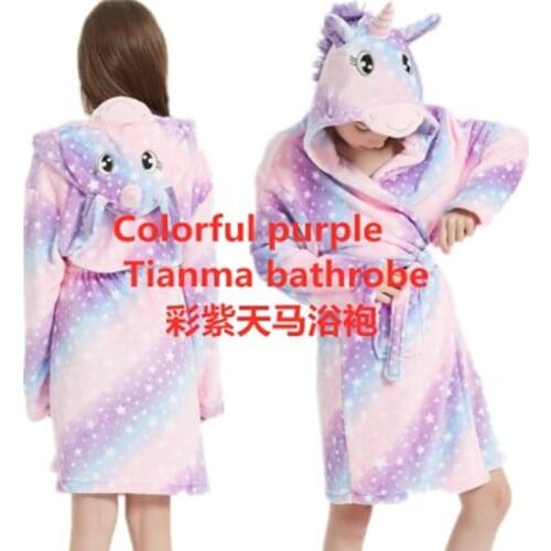 New Kids Unicorn Bath Robes Winter Childrens Bathrobe Kigurumi Animal Flannel Sleepwear For Big Boys Girls Pyjamas Nightgown