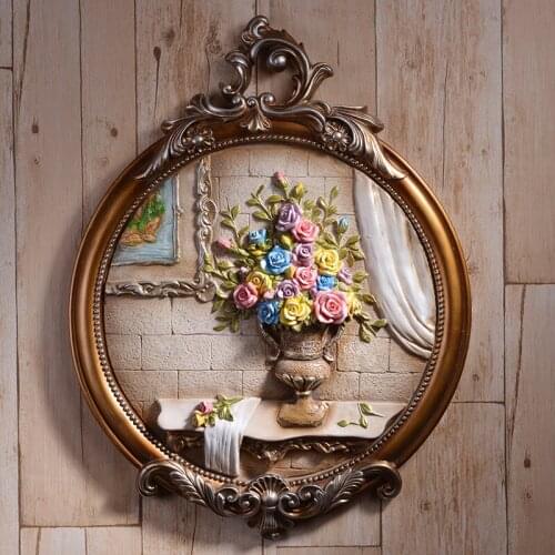 European abstract three-dimensional wall sticker Eco-friendly resin living room porch decorative paintings creative round decor