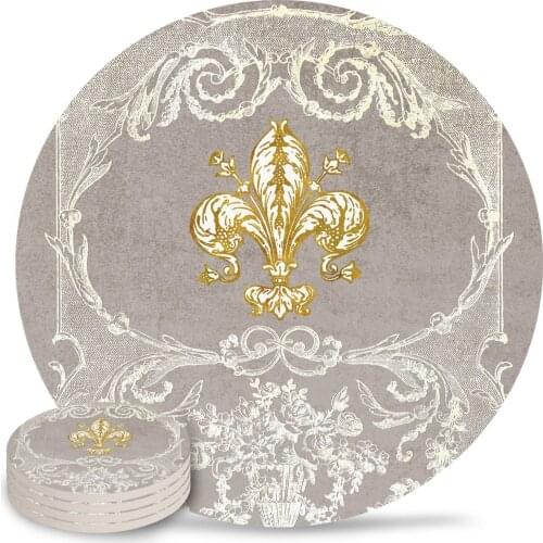 Fleur De Lis Placemats for Table Kitchen Coffee Table Decor Accessories Ceramic Coasters