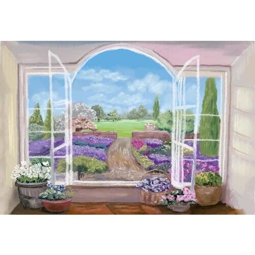 Photography Backdrop Watercolor Painting Flowers Window Newborns Baby Shower Cakes Smash Photo Background 1st Birthday Props5471