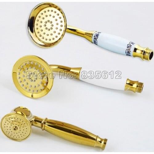 Telephone Style Ceramics Hand Held Bathroom Shower Head / Golden Brass Finish Bathroom Handheld Shower Head Accessory /Hose j018