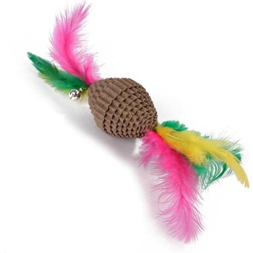 Colorful High Quality Feather Cat Fish Shape Creative Toy Pet Fun Energy Interaction Plush Small Cute Gift Training Toy Supplies