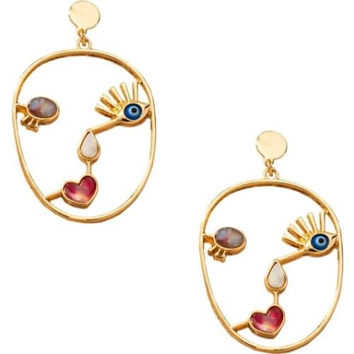 6 pair /lot jewelry fashion retro human body contour alloy texture abstract face earrings