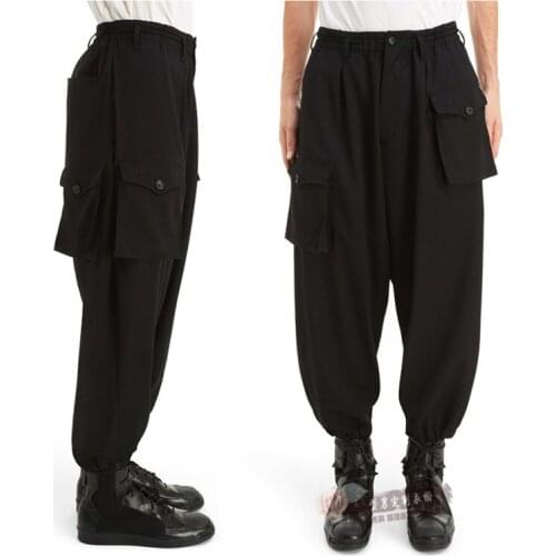 27-44 New 2017 Mens clothing Hair Stylist fashion personality Stereo pockets nine point pants harem pants plus size costumes