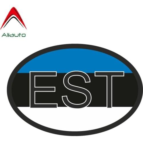 Aliauto Personality Creative Car Sticker Est Estonia Country Code Waterproof Sunscreen Anti-UV Reflective Decal PVC,14cm*9cm