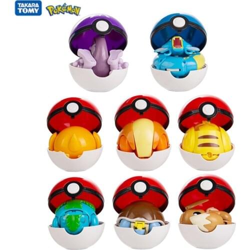 Genuine Pokemon Toy Set Pocket Monster Pokeball Deformation Anime Action Figure Pikachu Eevee Psyduck New Styles Model Kids Gift