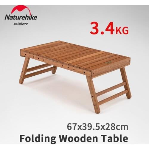 Naturehike Portable 3.4Kg Camping Folding Table Outdoor Picnic Barbecue Travel Wooden Desk Family Camp Tea Party 67x39.5x28cm