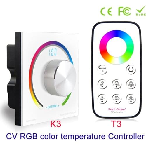 NEW CV RGB Rotary controller DC 12V 24V RGB panel controller RF Wall Mount Wireless remote control for 5050 3528 RGB Led Strip