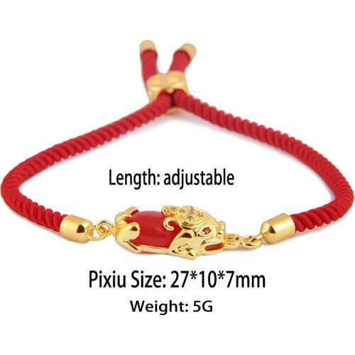 Wholesale Creative 3D Hard Gold Pixiu Charm Bracelet Adjustable Red Rope Bracelet Fashion Handmade Lucky Womens Red Bracelet