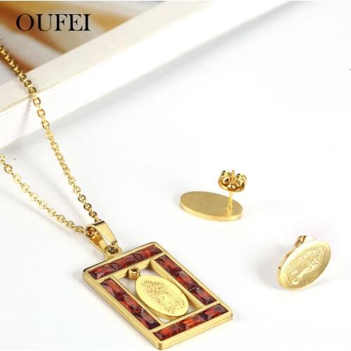 OUFEI Stainless Steel Jewelry Woman Vogue 2019 Religion Earring Necklace Set Jewelry Accessories Jewelry Sets Mass Effect