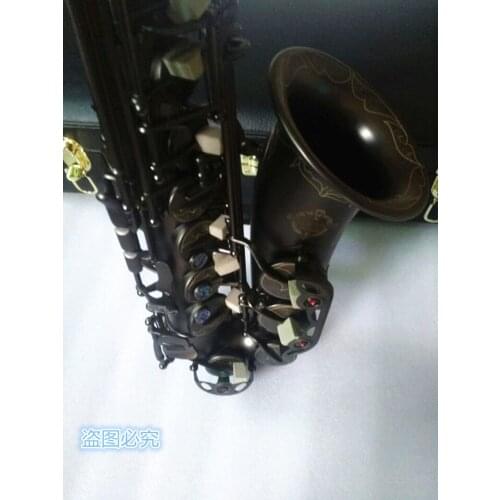 All Matte Black Sax SUZUKI Alto Saxophone High Quality Abalone Buckle Key Brand E-Flat Mouthpiece With Hard Case Shipping