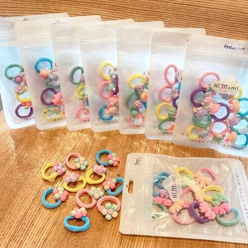 10PCS/Set New Girls Cute Cartoon Animal Flower Nylon Scrunchie Kids Sweet Hair Tie Elastic Hair Bands Fashion Hair Accessories