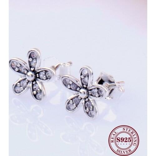 S925 Silver Daisy Earrings New Shiny Daisy Earrings Female Fresh And Cute Little Flower Earring For Women Silver Jewelry